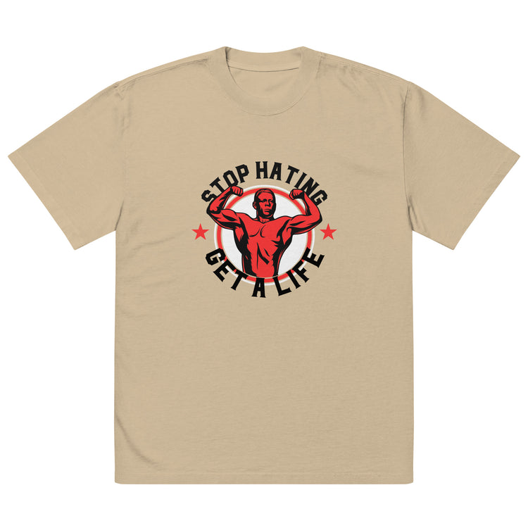 Stop Hating Life Oversized Faded T-Shirt - Bold & Relaxed